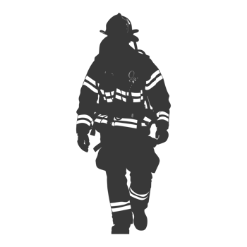 AI generated Silhouette firefighter wearing safety equipment black color only png