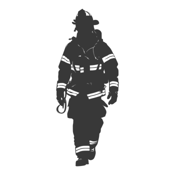 AI generated Silhouette firefighter wearing safety equipment black color only png