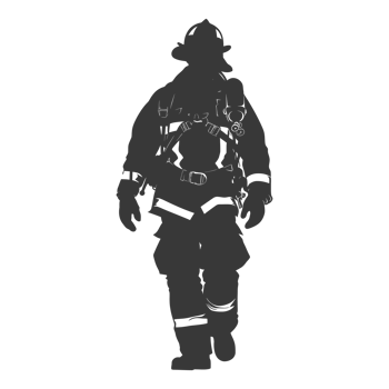AI generated Silhouette firefighter wearing safety equipment black color only png