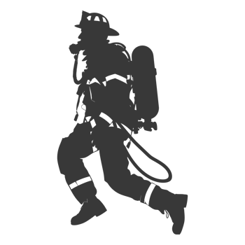 AI generated Silhouette firefighter wearing safety equipment black color only png