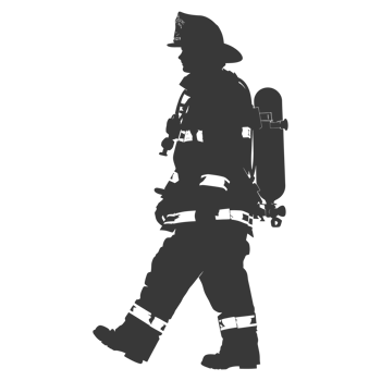 AI generated Silhouette firefighter wearing safety equipment black color only png