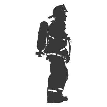 AI generated Silhouette firefighter wearing safety equipment black color only png