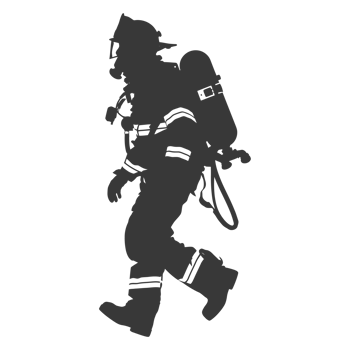 AI generated Silhouette firefighter wearing safety equipment black color only png