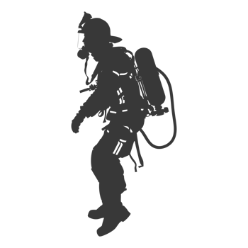 AI generated Silhouette firefighter wearing safety equipment black color only png
