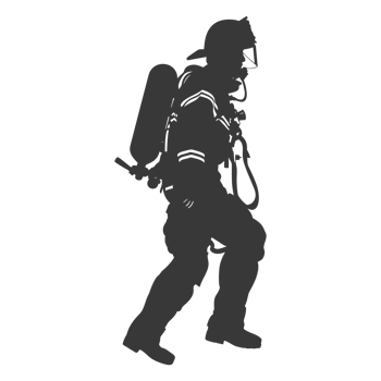 AI generated Silhouette firefighter wearing safety equipment black color only png