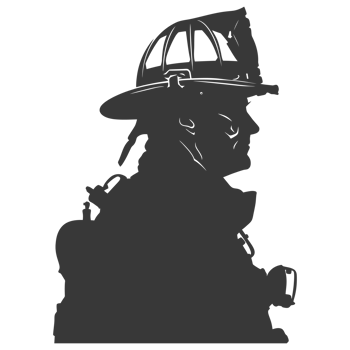 AI generated Silhouette firefighter wearing safety equipment black color only png