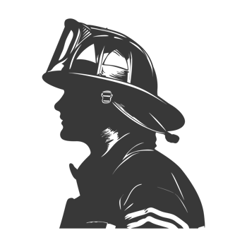 AI generated Silhouette firefighter wearing safety equipment black color only png