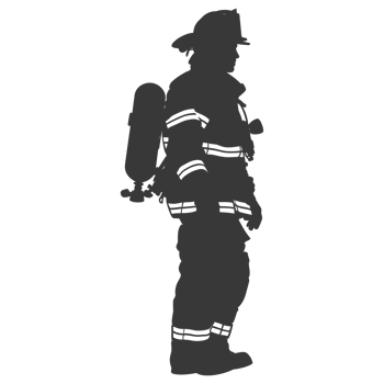 AI generated Silhouette firefighter wearing safety equipment black color only png