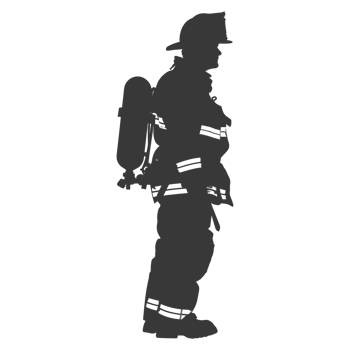 AI generated Silhouette firefighter wearing safety equipment black color only png
