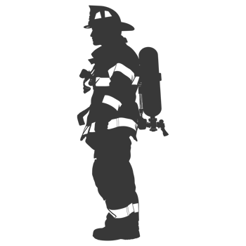 AI generated Silhouette firefighter wearing safety equipment black color only png