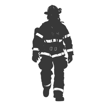 AI generated Silhouette firefighter wearing safety equipment black color only png