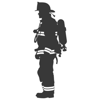 AI generated Silhouette firefighter wearing safety equipment black color only png