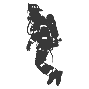 AI generated Silhouette firefighter wearing safety equipment black color only png