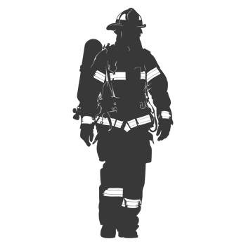 AI generated Silhouette firefighter wearing safety equipment black color only png