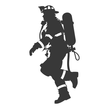 AI generated Silhouette firefighter wearing safety equipment black color only png