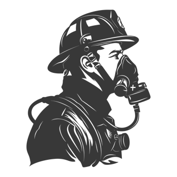 AI generated Silhouette firefighter wearing safety equipment black color only png