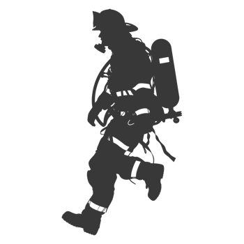 AI generated Silhouette firefighter wearing safety equipment black color only png