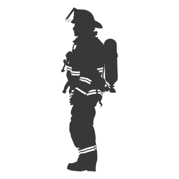AI generated Silhouette firefighter wearing safety equipment black color only png