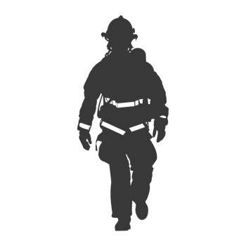 AI generated Silhouette firefighter wearing safety equipment black color only png