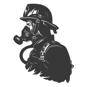 AI generated Silhouette firefighter wearing safety equipment black color only png