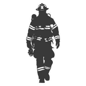 AI generated Silhouette firefighter wearing safety equipment black color only png