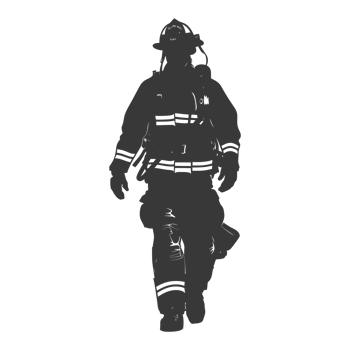 AI generated Silhouette firefighter wearing safety equipment black color only png