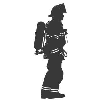 AI generated Silhouette firefighter wearing safety equipment black color only png