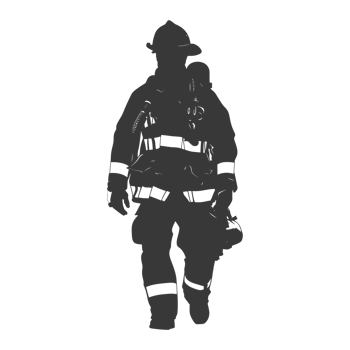 AI generated Silhouette firefighter wearing safety equipment black color only png