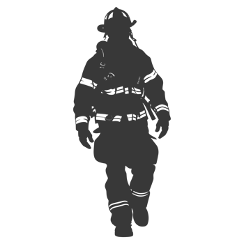 AI generated Silhouette firefighter wearing safety equipment black color only png