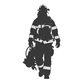 AI generated Silhouette firefighter wearing safety equipment black color only png