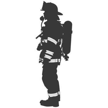 AI generated Silhouette firefighter wearing safety equipment black color only png