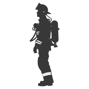 AI generated Silhouette firefighter wearing safety equipment black color only png