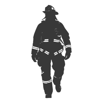 AI generated Silhouette firefighter wearing safety equipment black color only png