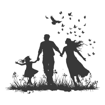 AI generated Silhouette for celebrating parents day moment black color only png