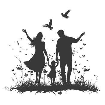 AI generated Silhouette for celebrating parents day moment black color only png