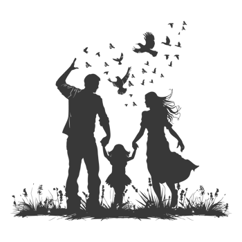 AI generated Silhouette for celebrating parents day moment black color only png