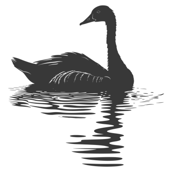 AI generated Silhouette goose animal swim black color only full black color only png