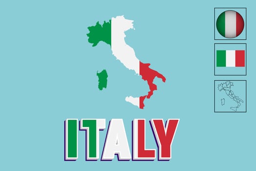Italy map and Italy flag vector drawing