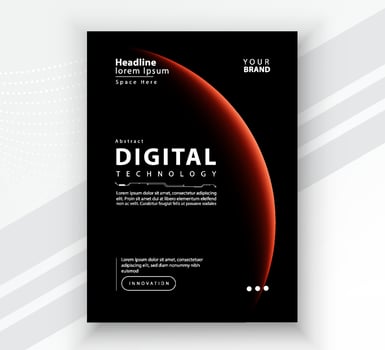 Poster brochure cover banner presentation layout template, Technology digital futuristic internet network connection black background, Abstract cyber future tech communication, Ai big data science 3d vector