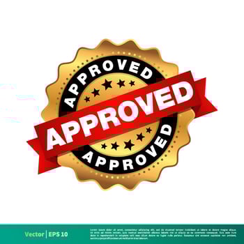 Approved Gold Seal Stamp Vector Template Illustration Design. Vector EPS 10.