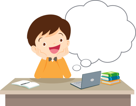 children thinking sitting and rest her chin in hands png