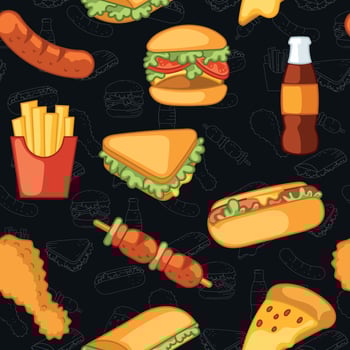 Fast food icon pattern Restaurant wallpaper Vector