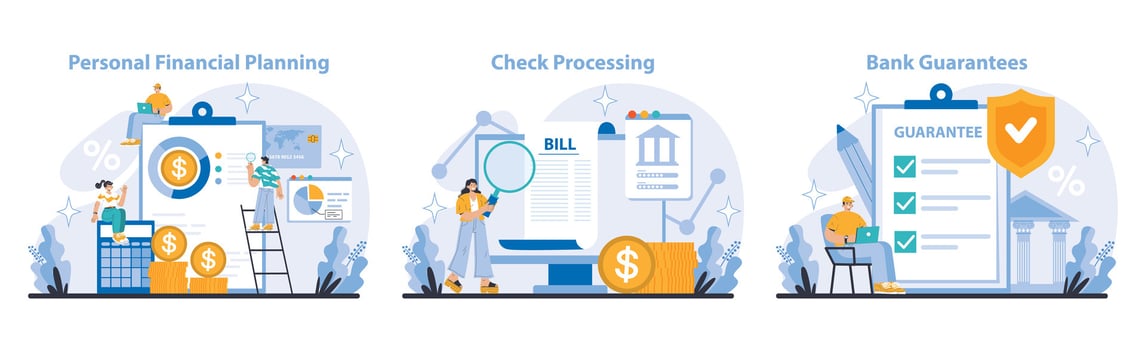 Bank services concept. Flat vector illustration.