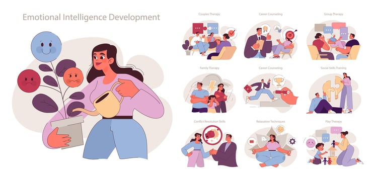 Socio-psychological support set. vector