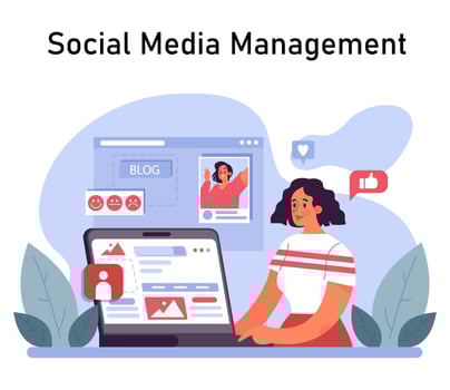 Social Media Management concept. Flat vector illustration