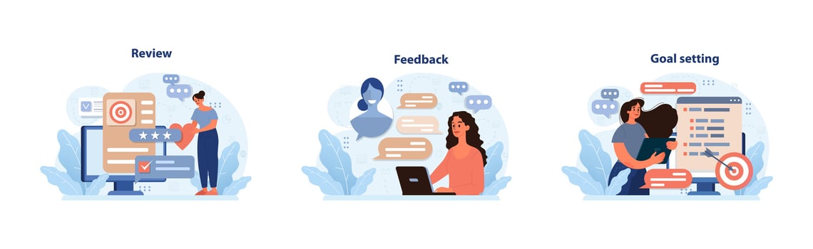 Professional development set. Flat vector illustration