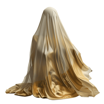 AI generated Ghost inside golden cloth isolated on transparent background png