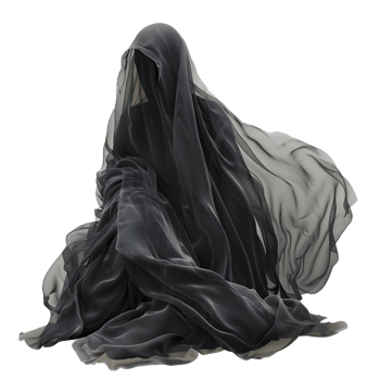 AI generated Ghost inside black cloth isolated on transparent background png