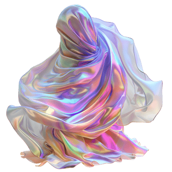 AI generated Human body structure inside holographic smooth wavy silk or satin texture png