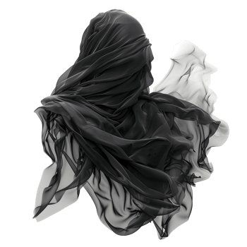 AI generated Head anatomy inside black cloth in motion PNG